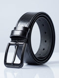 Avenia Leather Classic Black Leather Belt for Men - Metal Buckle
