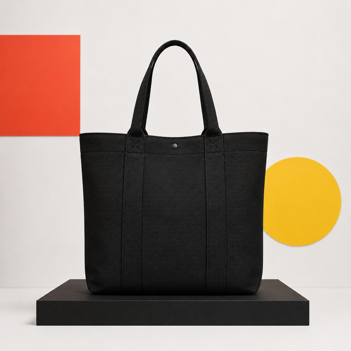 Black canvas tote bag