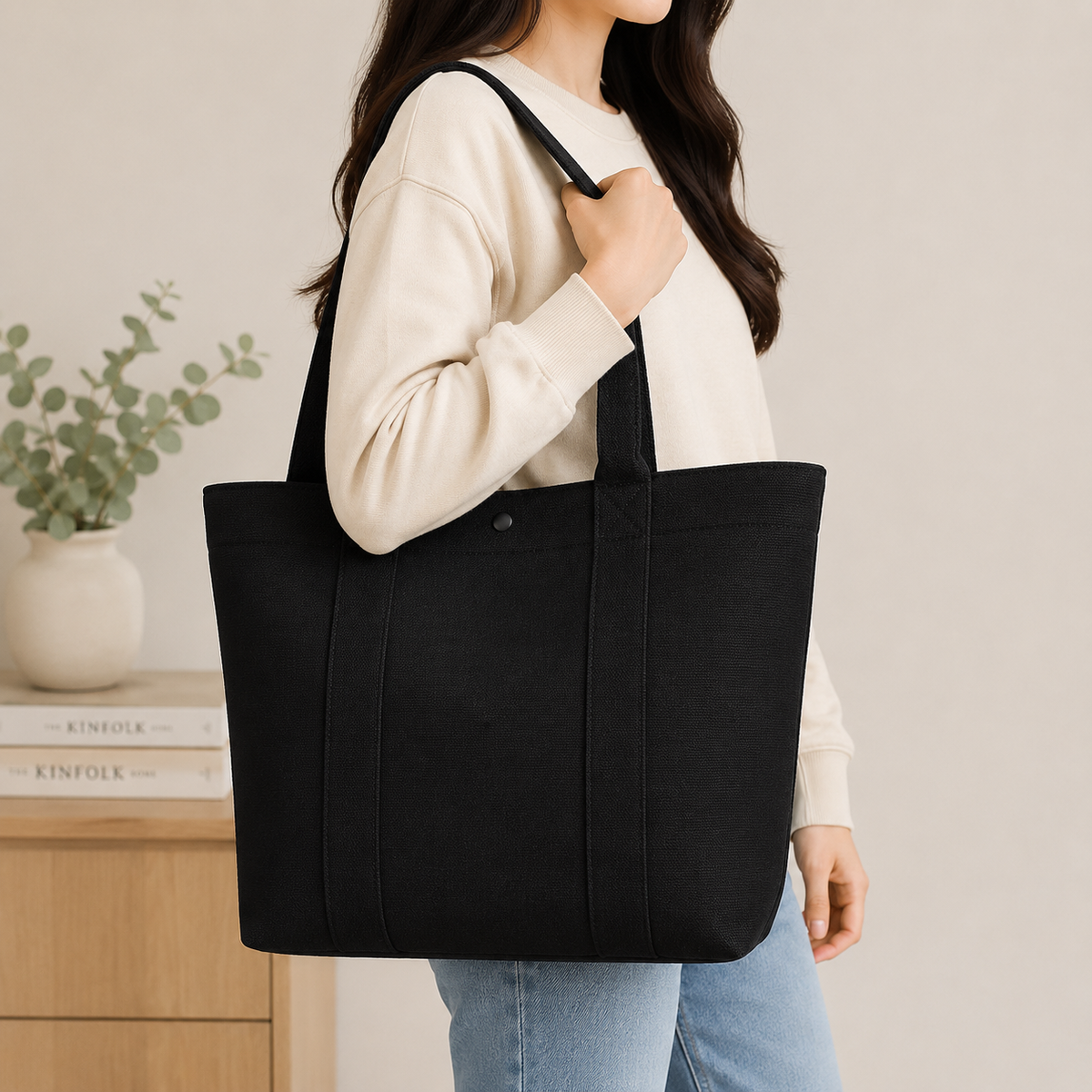 Black Canvas Tote Bag